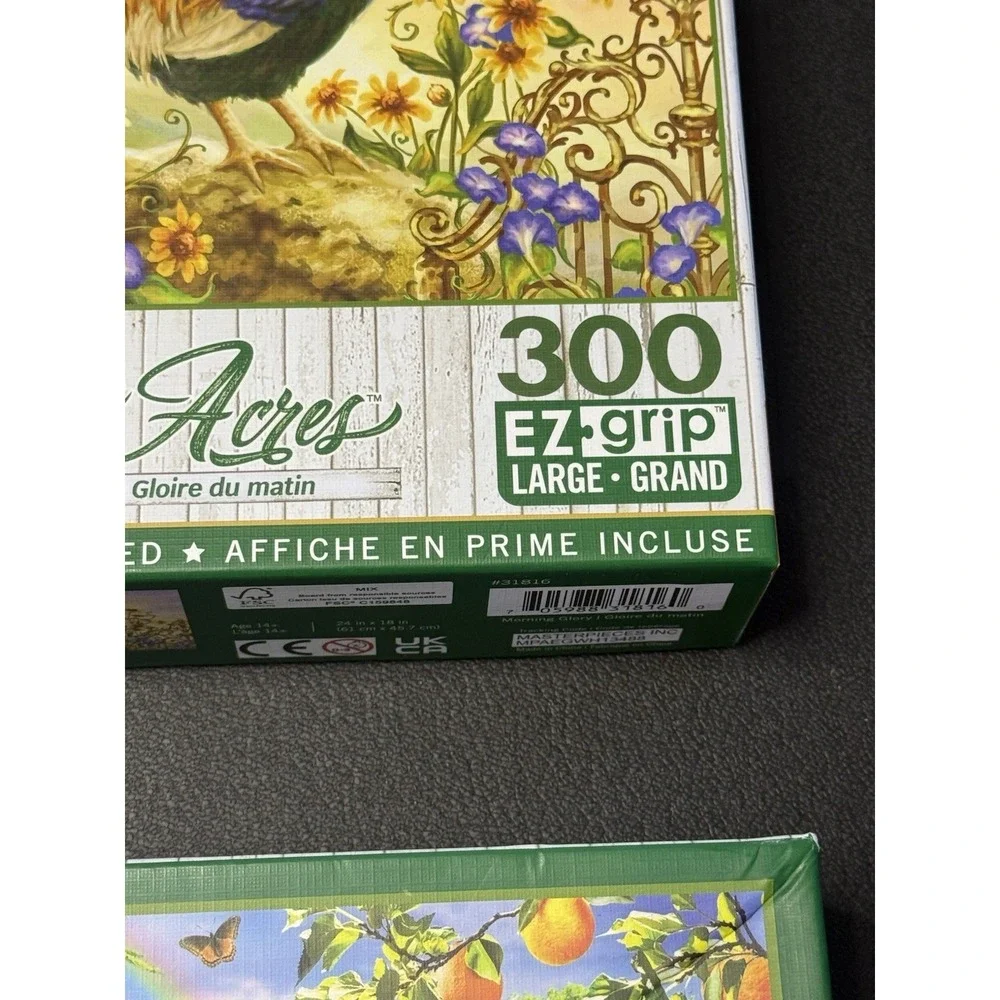 Master Pieces 2 EZ-Grip 300 Large Piece Jigsaw Puzzle Linen Complete Green Acres